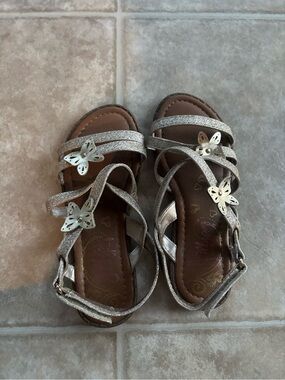 Girls' Sparkle Butterfly Strappy Sandals - Silver